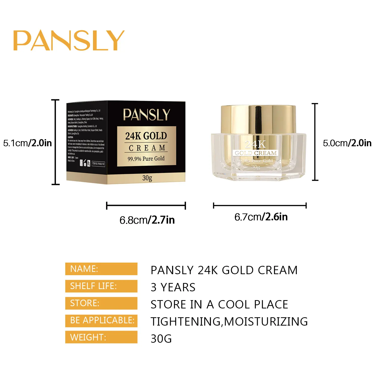 Firming Day Cream Illuminating Lifting Moisturizing Anti-agning Whitening 24k Gold Face Cream