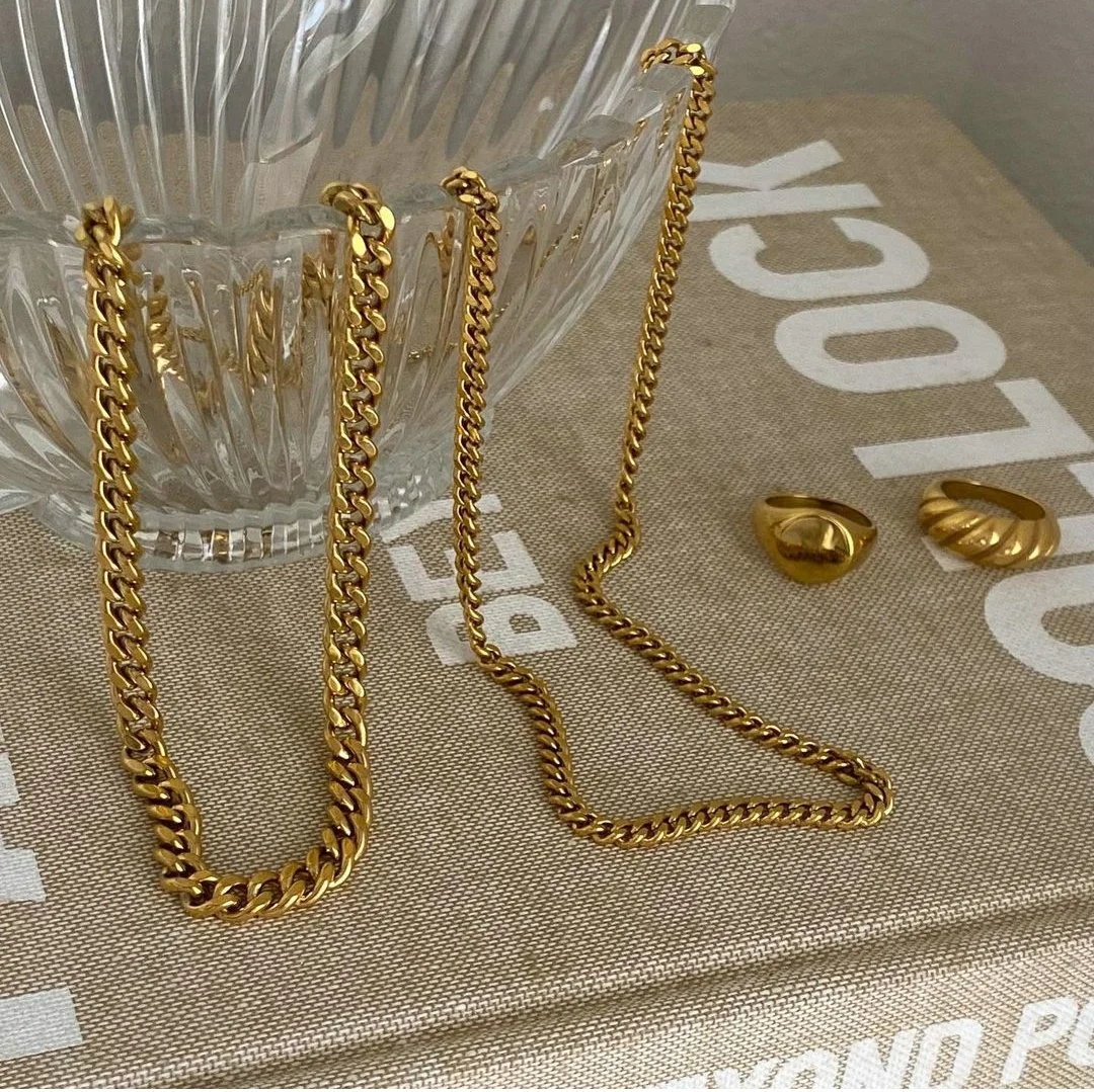 Minimalist Multiple styles Necklace Personalized 18k Gold Plated Stainless Steel Cain Necklace