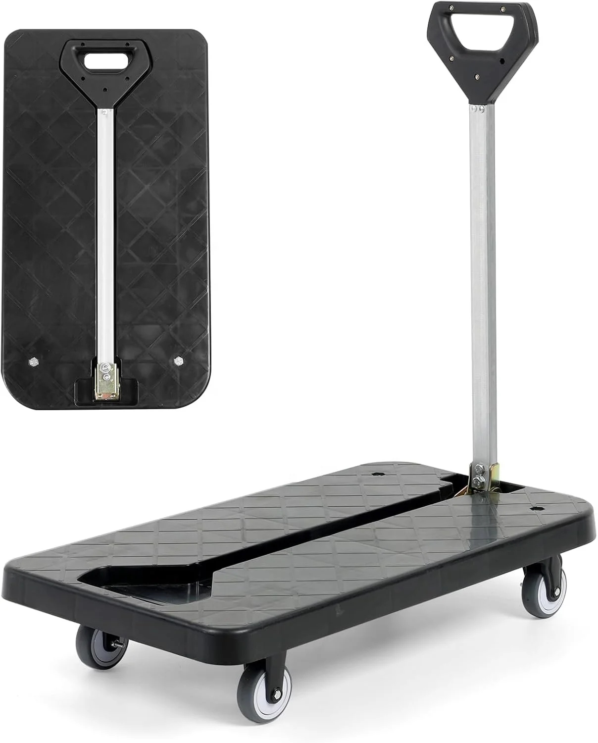 Folding Hand Truck, Heavy Duty Luggage Cart, Utility Dolly Platform Cart with 4  Wheels , Shopping, Office Use,Luggage,Travel