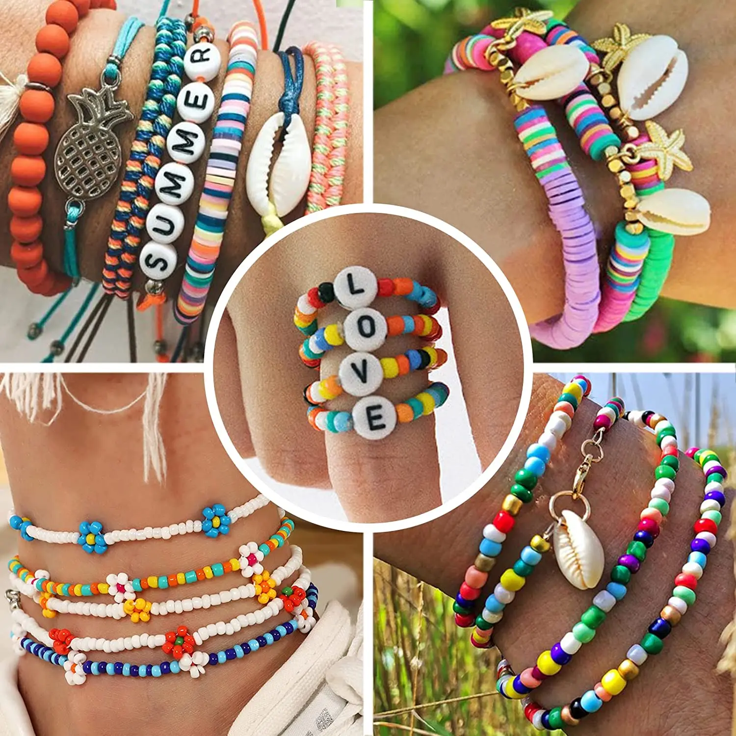 28 colors glass seed beads rice beads set for jewelry making charm bracelet making  with letter beads for name bracelet kids