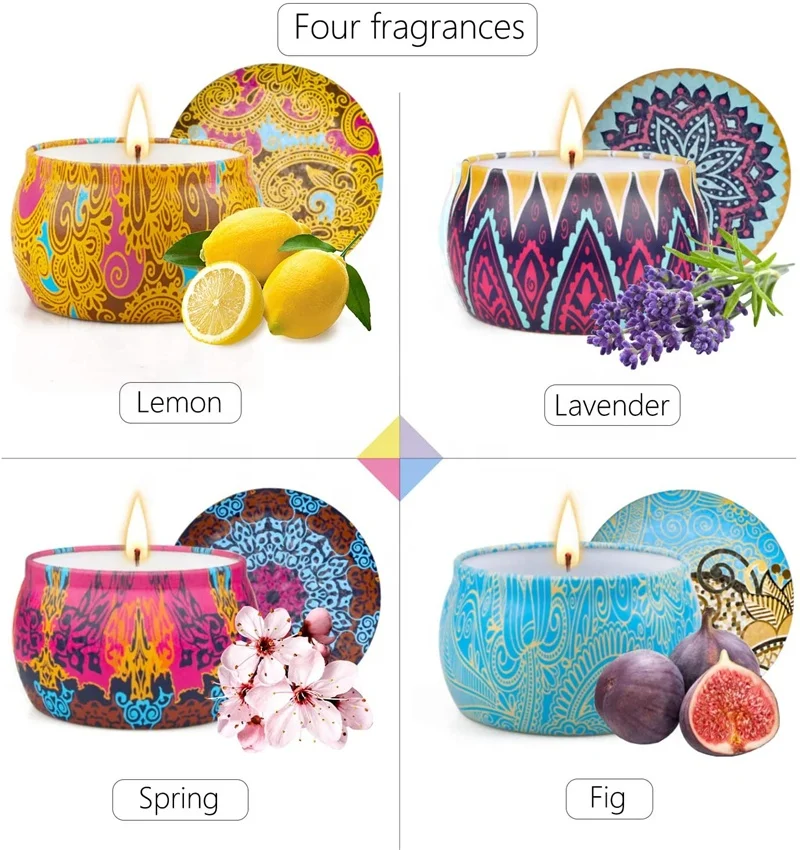 
2021 New Prodcut Wholesale OEM Luxury Custom Logo Fragrance Tin Box Flower Organic Soy Wax Scented Candles 