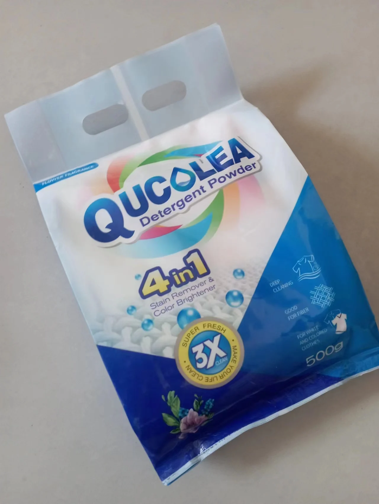 Hot selling super oxygen active enzyme commercial base bag of 500g  laundry soap powder for  wash clothes