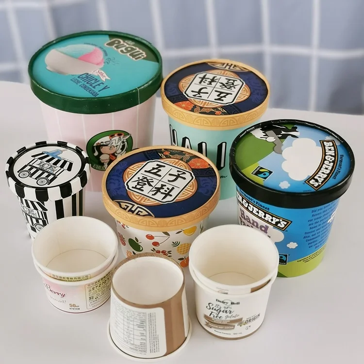 12oz Disposable cardboard paper custom elegant packaging colored single wall glass cup for ice cream cosmetic