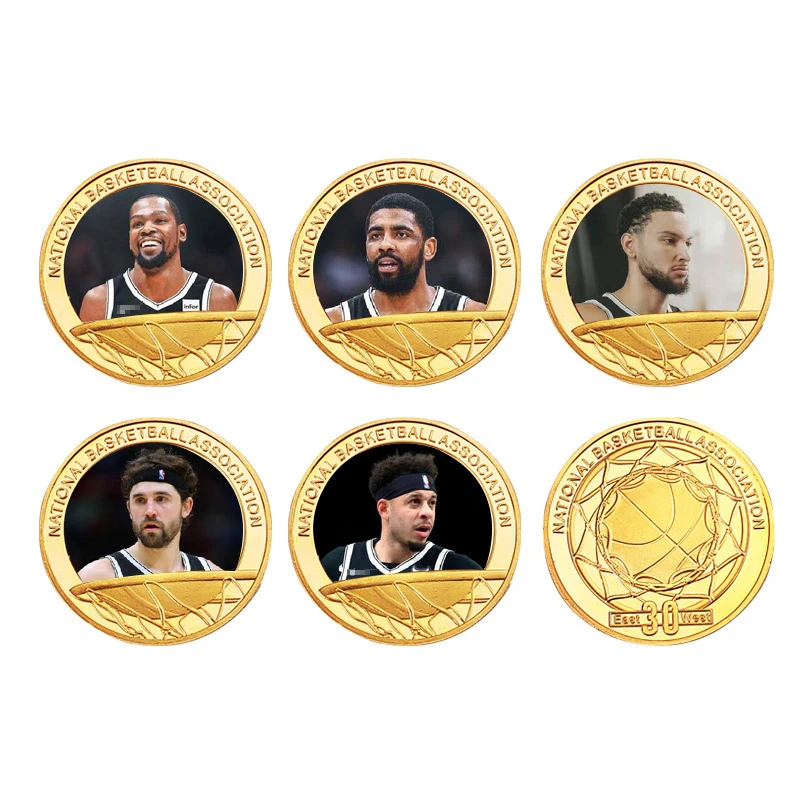 5 Pcs Gift Sport Basketball Player Star Commemorative Gold Coin Set With Case