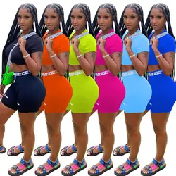 2021 Bobycon Fitness Tracksuit Sweatshirt Crop Top Matching Pants Set Summer Outfit Xs Women Clothing Sets Two Piece Short Set