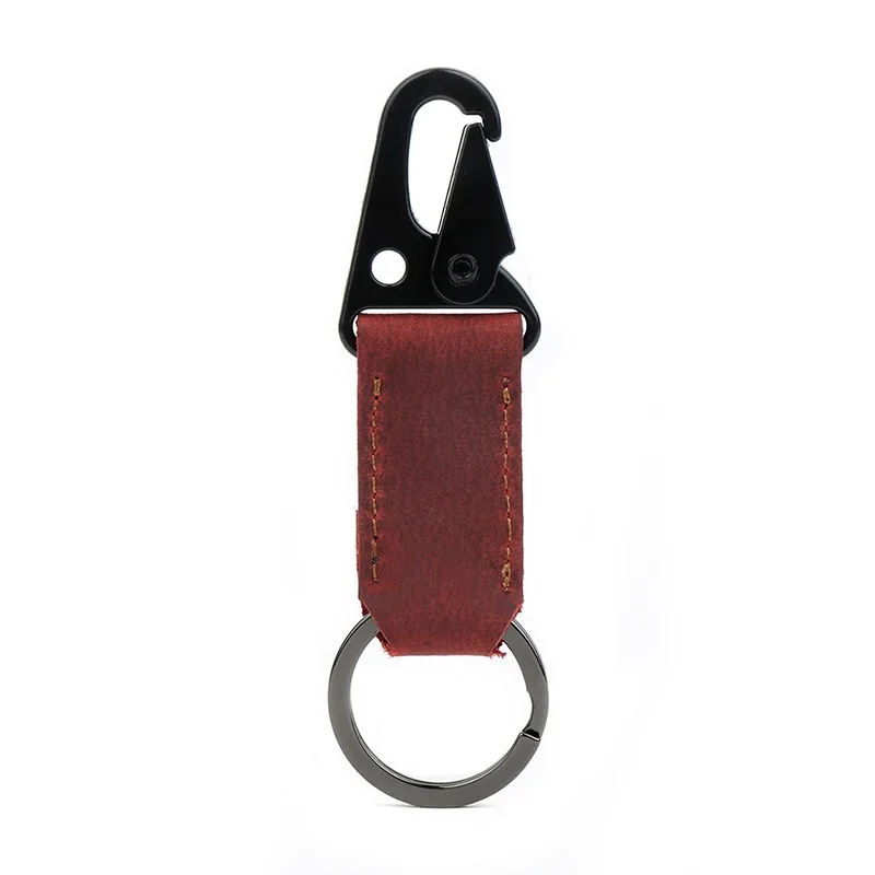 Crazy Horse Genuine Leather Keychain Key Fob Holder With Carabiners Handmade Gift
