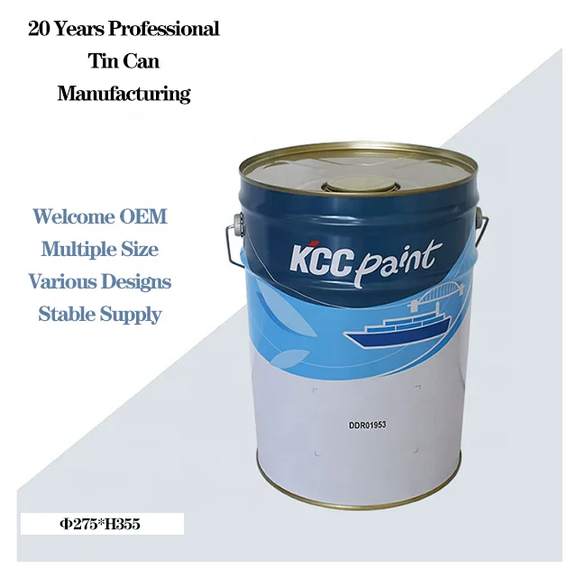 Custom white logo engine oil steel bucket package 20 Liter metal drum round 5 gallon bucket