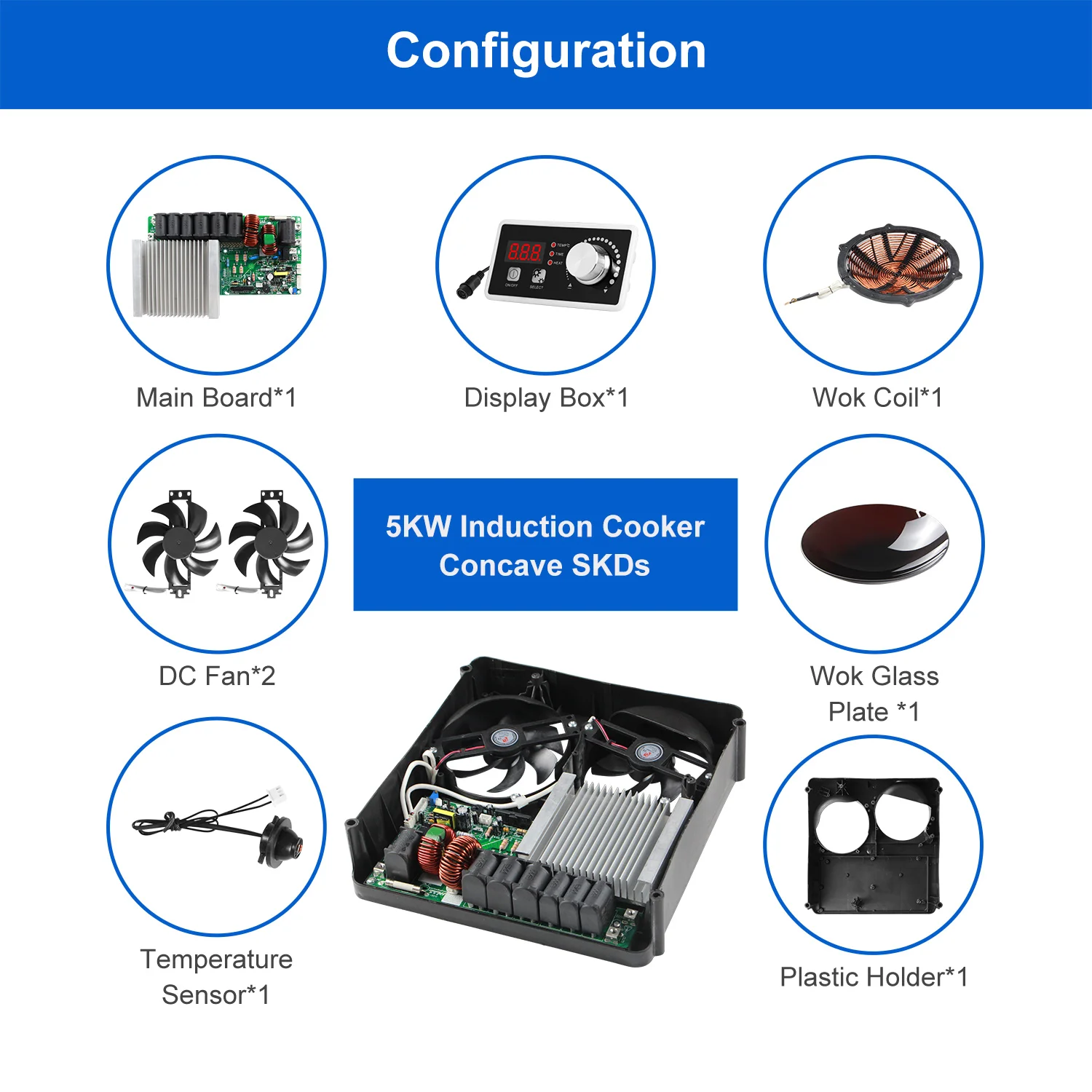 3.5kW 220V Flat Electric Electromagnetic Furnace Heating Controller Kit Induction Wok Cooker Spare Part Coil
