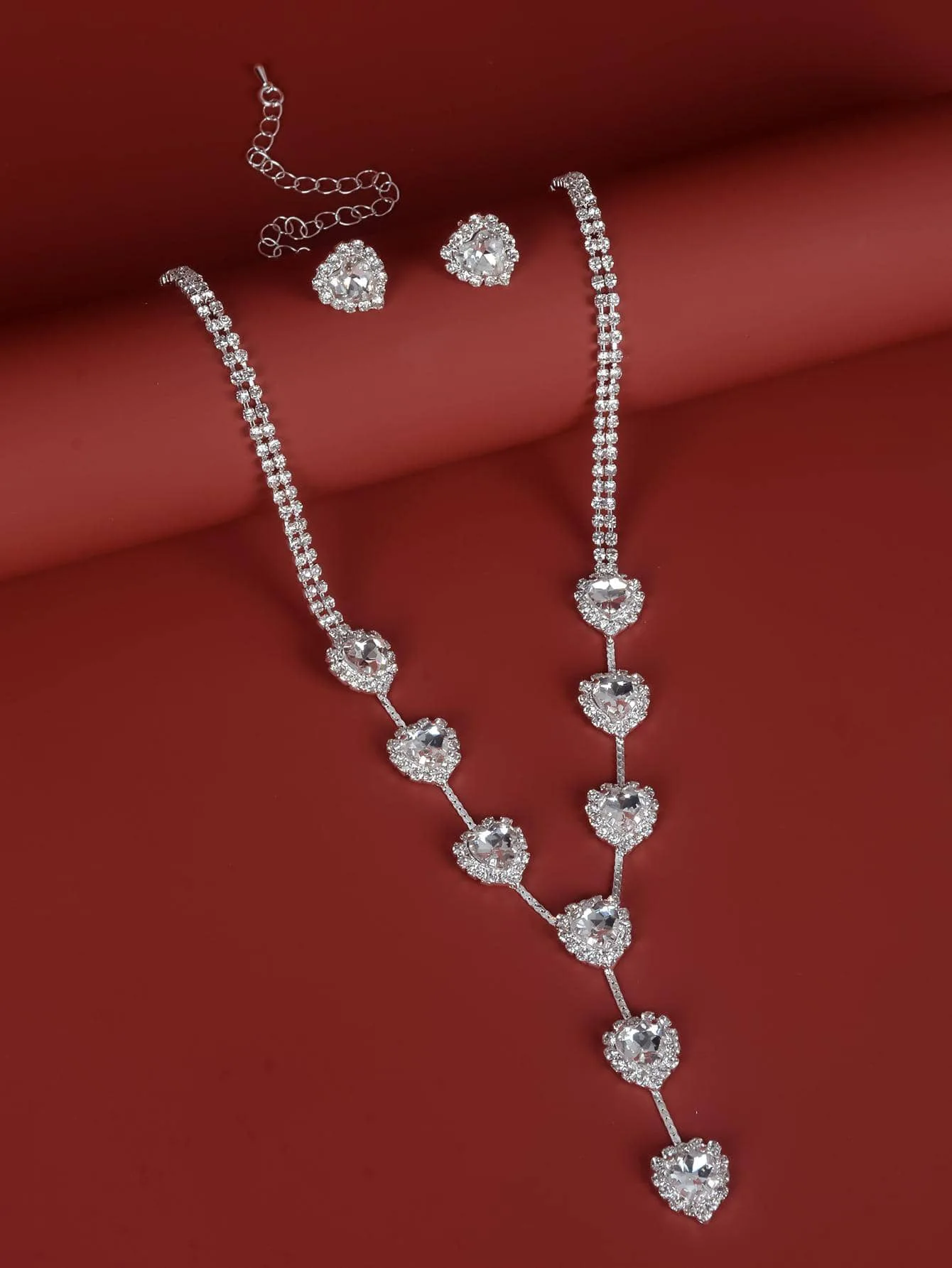 Top Quality Simple Style Crystal Heart Middle East Jewelry Set Wedding Accessories Elegant Necklace Earrings Bridal Jewelry Set