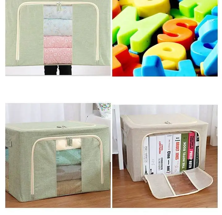 Steel frame storage box Household clothes organizer bag large Cotton and Linen Box