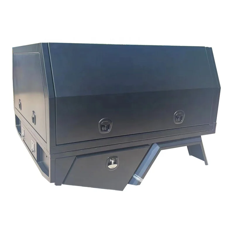 4x4 Black Aluminum Tool Box Truck Canopy And Ute Tray With Dog Box And Jack Legs For Pickup,Truck,Camping,Van