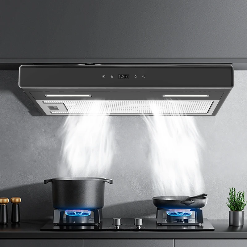 3 speed touch control kitchen hoods fashionable design smart switch ultra modern rv digital range hood with led lamp