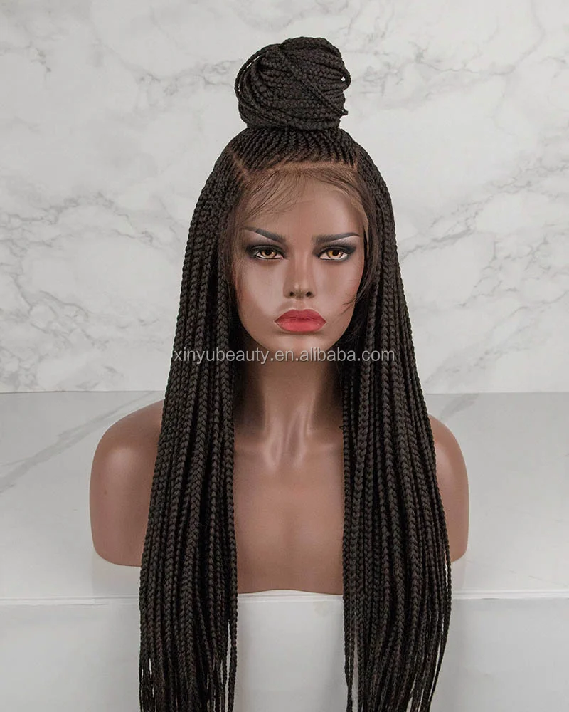 different styles synthetic full lace front cornrow braid wigs for black women, wholesale glueless box braided laces wigs vendors