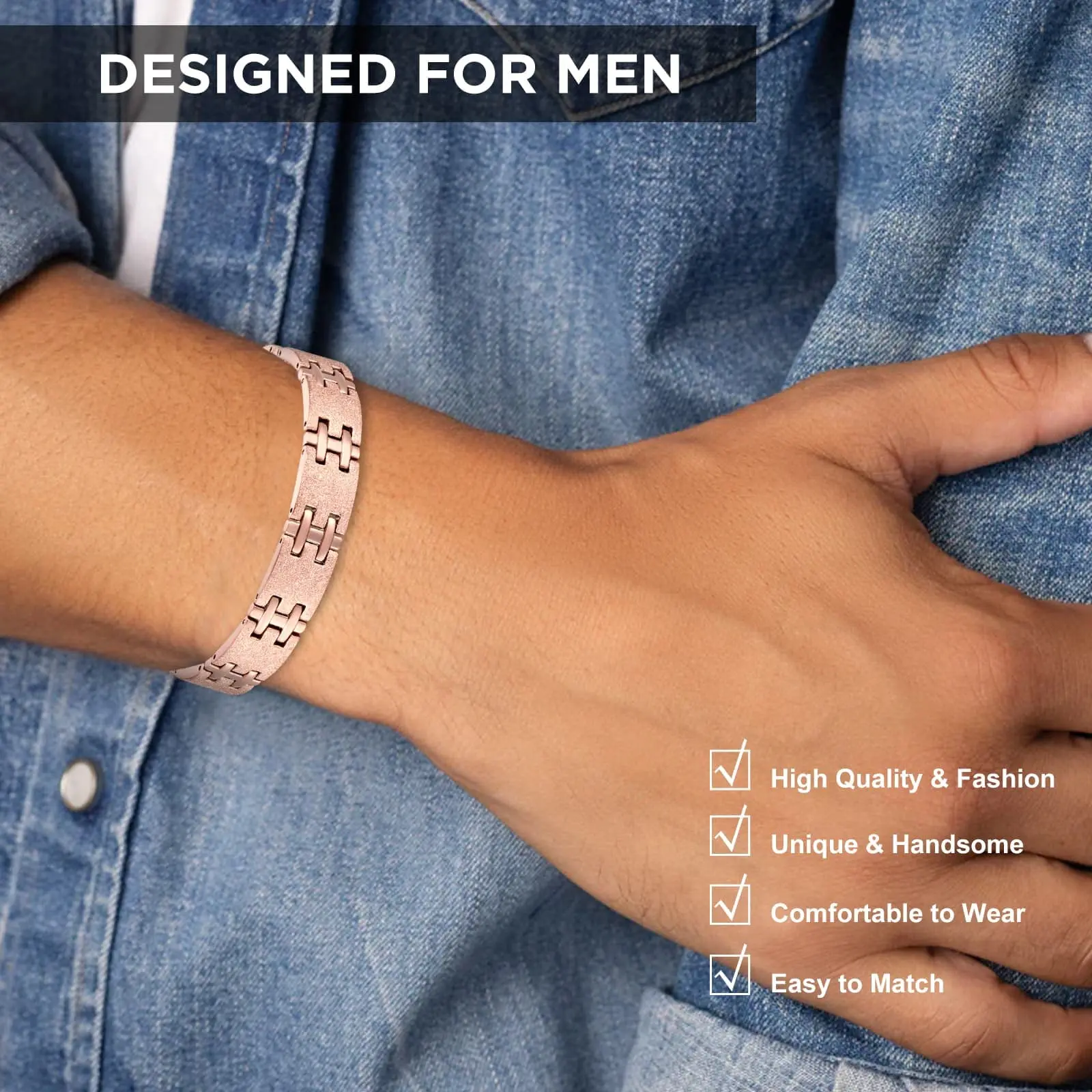 Manufacturer stainless steel magnetic bracelet mens rose gold bio magnetic bracelet low moq factory bracelet