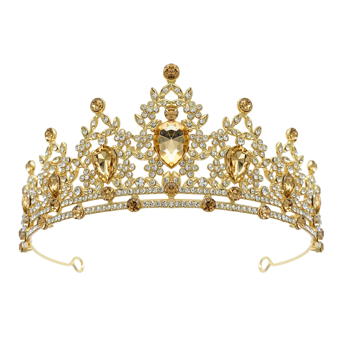 Bridal Large Crown Colorful Crown with Diamonds Alloy Crown and tiaras for Wedding Dress Accessories head ornament