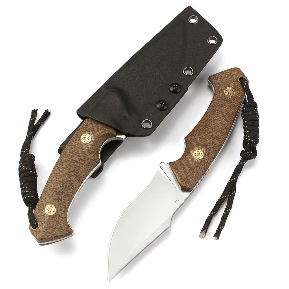 Персонализированная Ручка Micarta D2 Сталь уличный Тактический охотничий нож с фиксированным лезвием Kydex