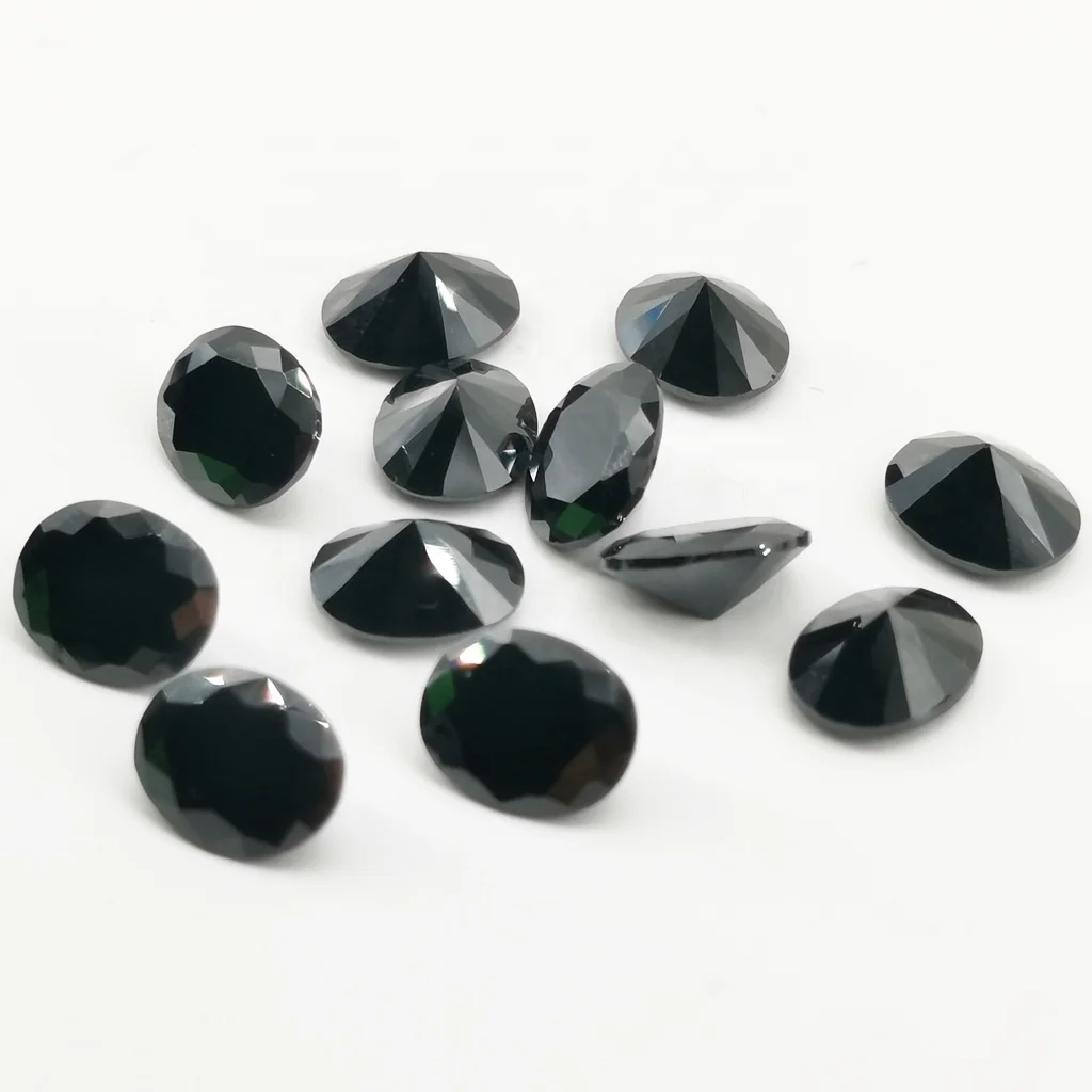 BaiFu jewelry synthetic zircon oval cut black cubic zirconia stones