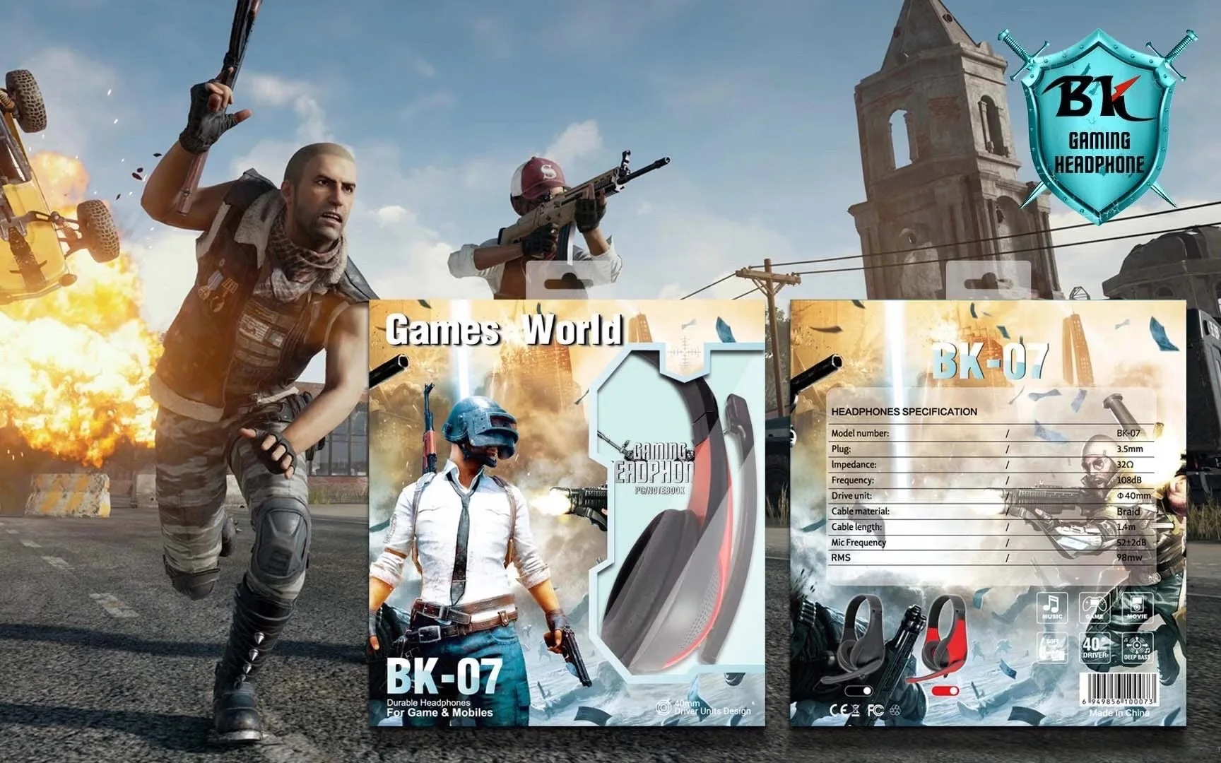 BK-07 компьютерные наушники проводной видео игровая