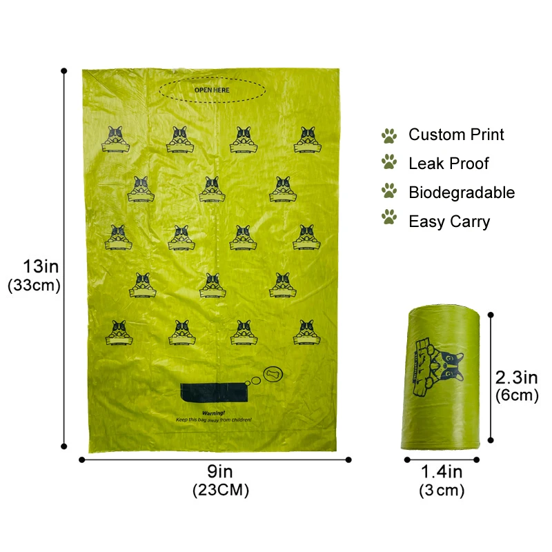 Customized Disposable Printing Pet Waste Bags For Dog Poop biodegradable dog poop bags