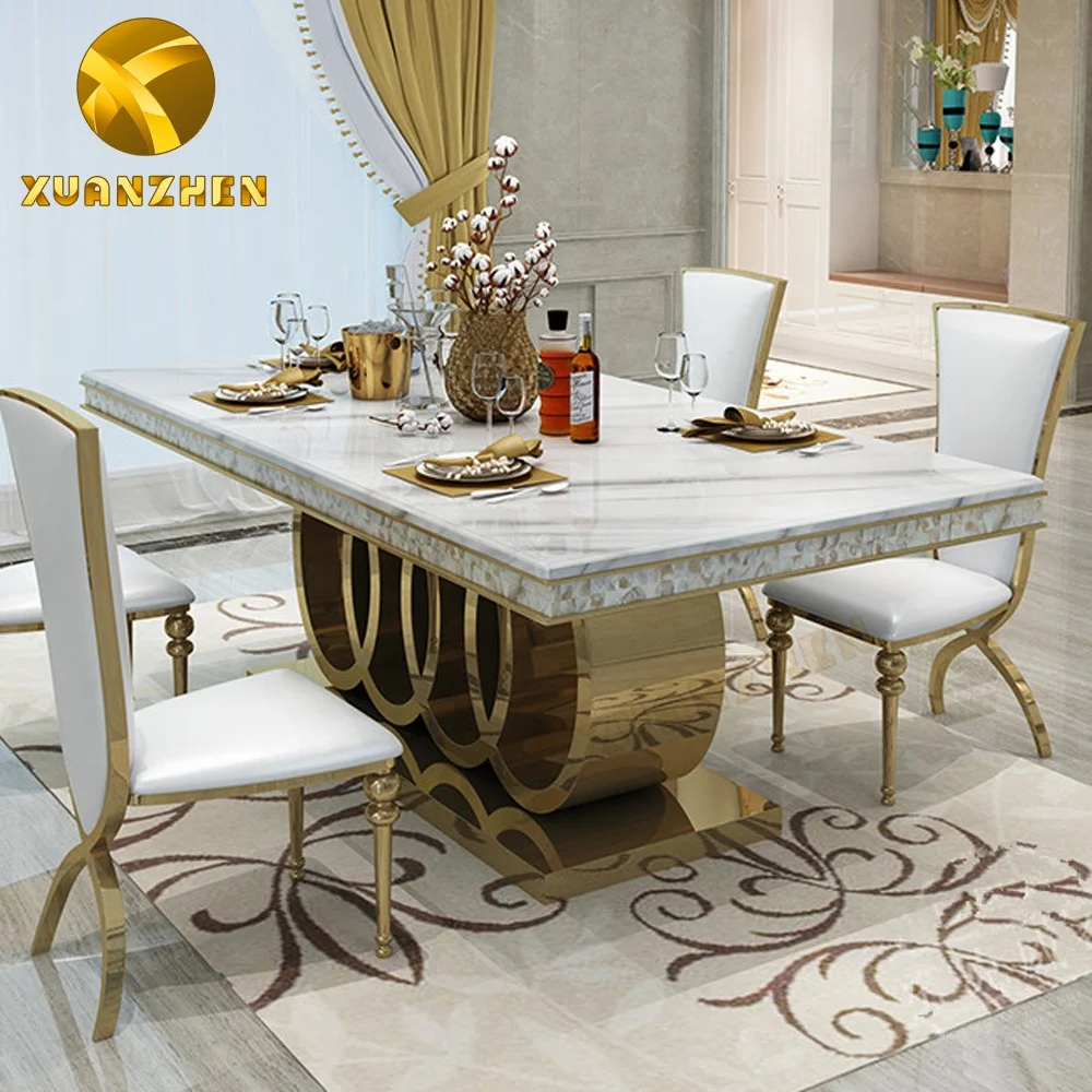 Home Furniture Modern Dining Room Set Marble Table With 6 Chairs Made in Foshan
