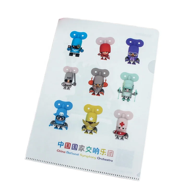 Hengyao A4 Size L-Shape Printed Promotion Advertising PP Document Folder for Office Filing