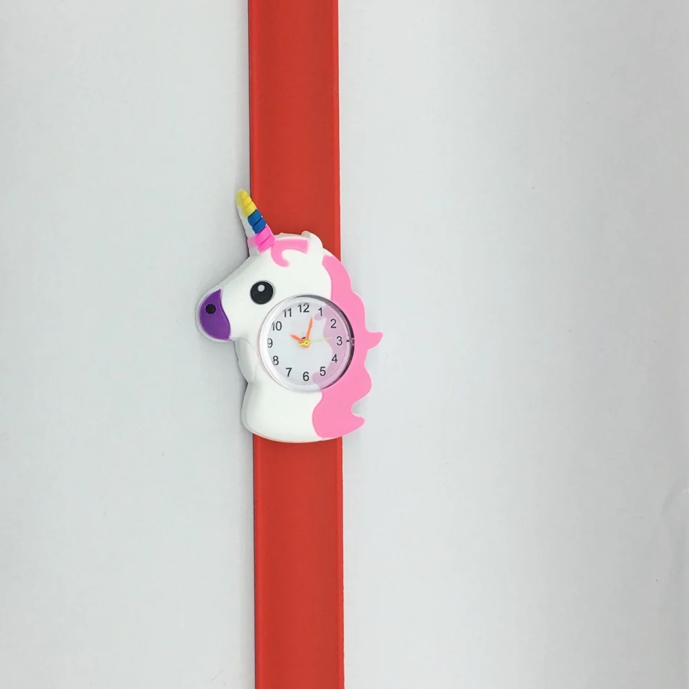 Fashion lovely cartoon 3D pattern unicorn design kids children watches wholesale girls students slap snap gift birthday watches