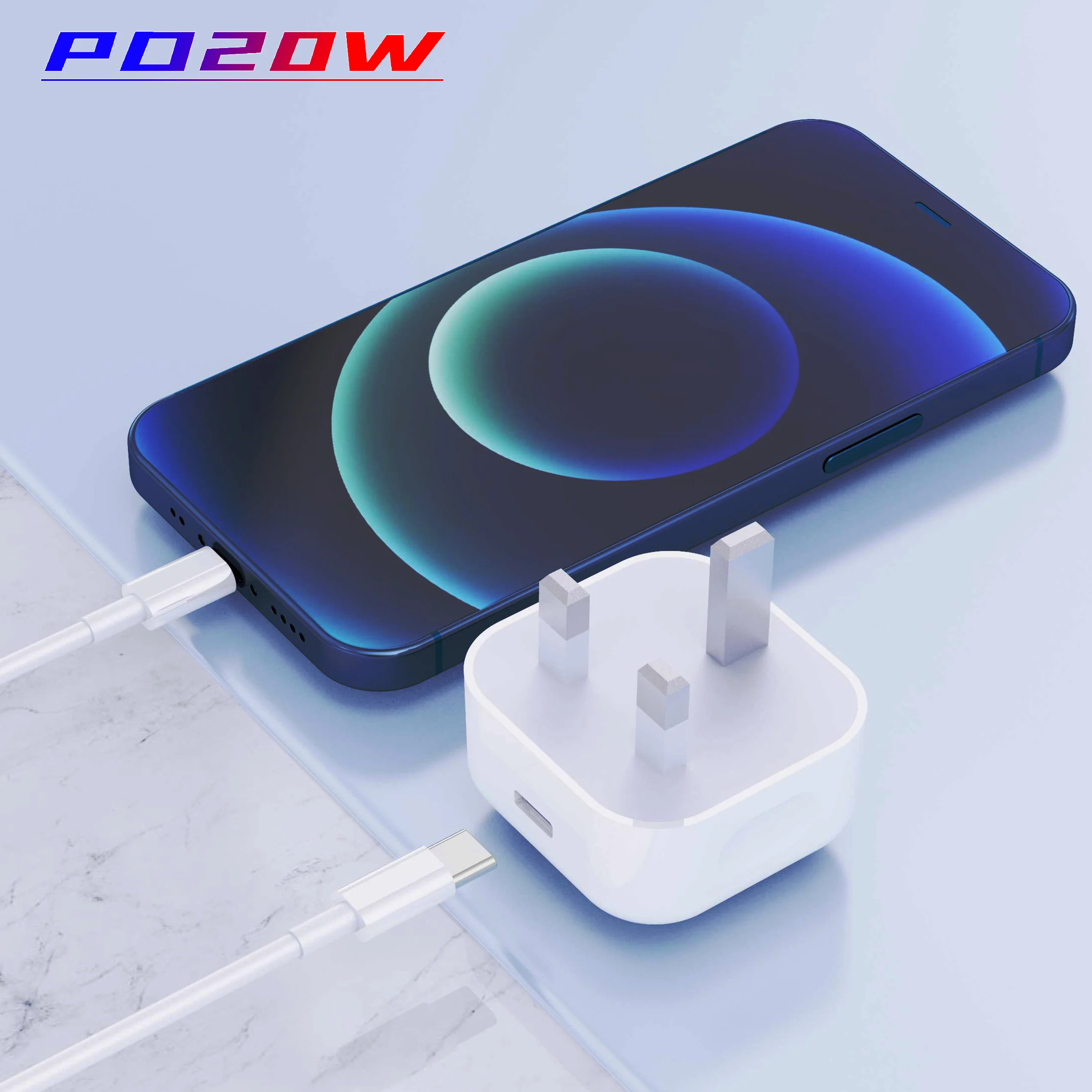 20W 18W USB Wall PD Charger UK 3 Pin Plug QC 3.0 Type-C Fast Charging Travel Charger Adapter for iPhone 11 12