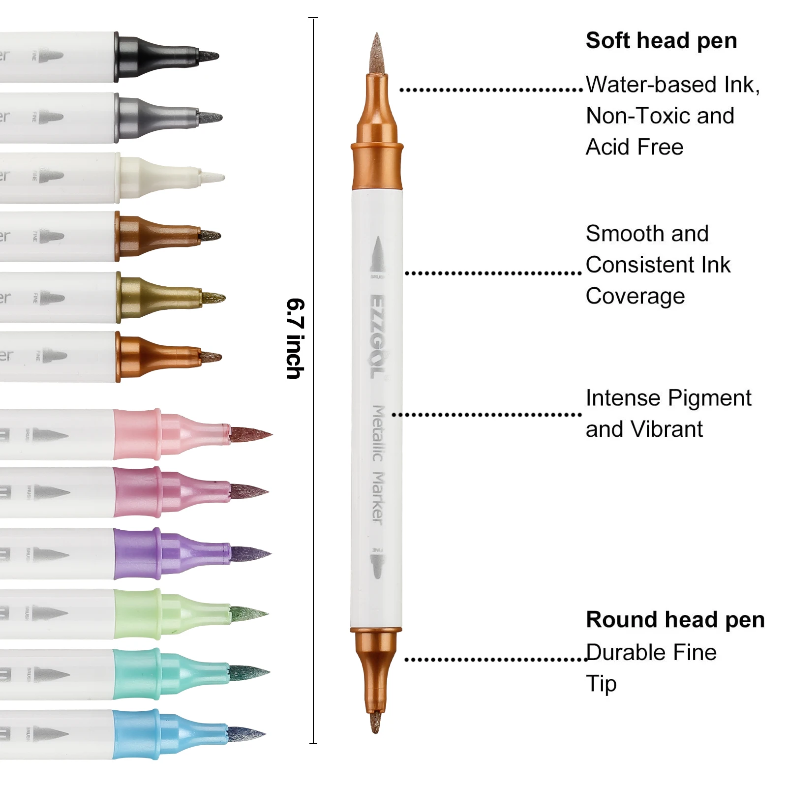 DIY drawing brush fine tips Metallic Pens for Black Paper, Scrapbook, Card Making, Rock Painting