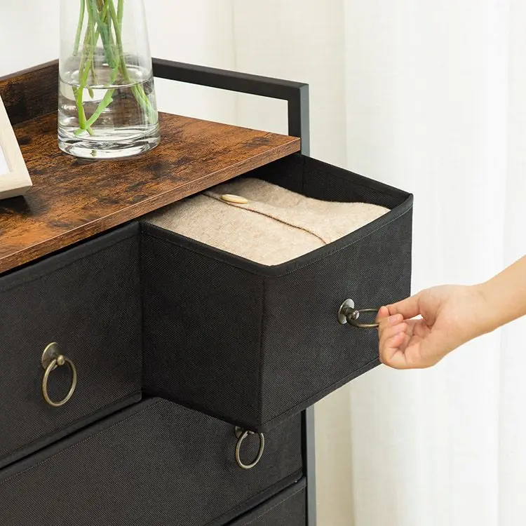 Industrial Style 5 Drawer Dresser for Bedroom, Vintage Design Large Capacity Chest of Drawers for Bedroom Living Room Cloakroom