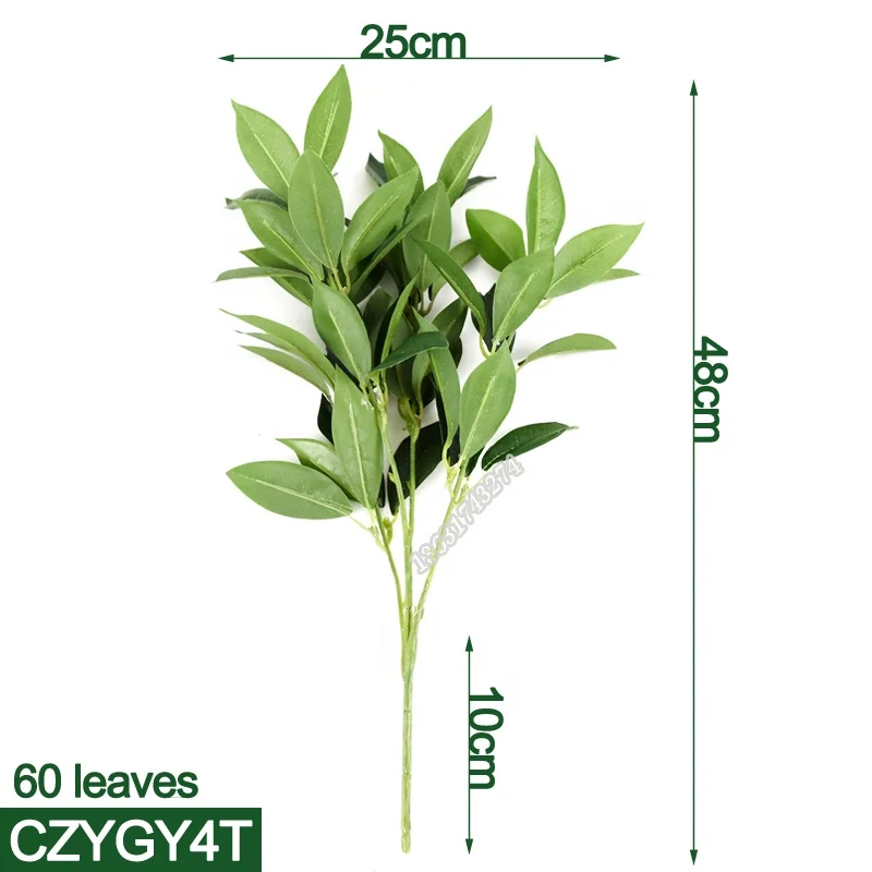 High quality 4 head decoration flower fake plant leaf artificial foliage for indoor decoration