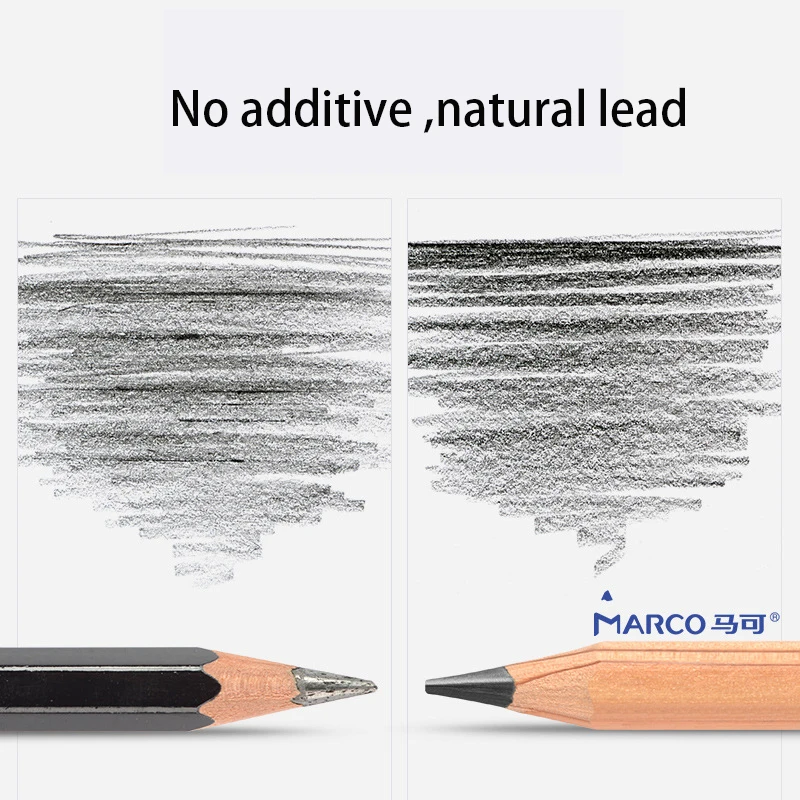 2H Marco sketching raw wooden drawing pencil set