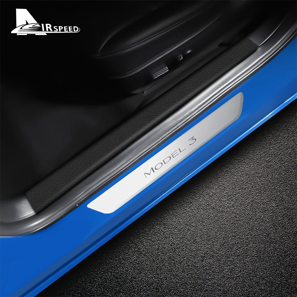 Carbon fiber sill strip for Tesla Model 3, door sill accessories, protective stickers, decoration, car styling, 2017-2022