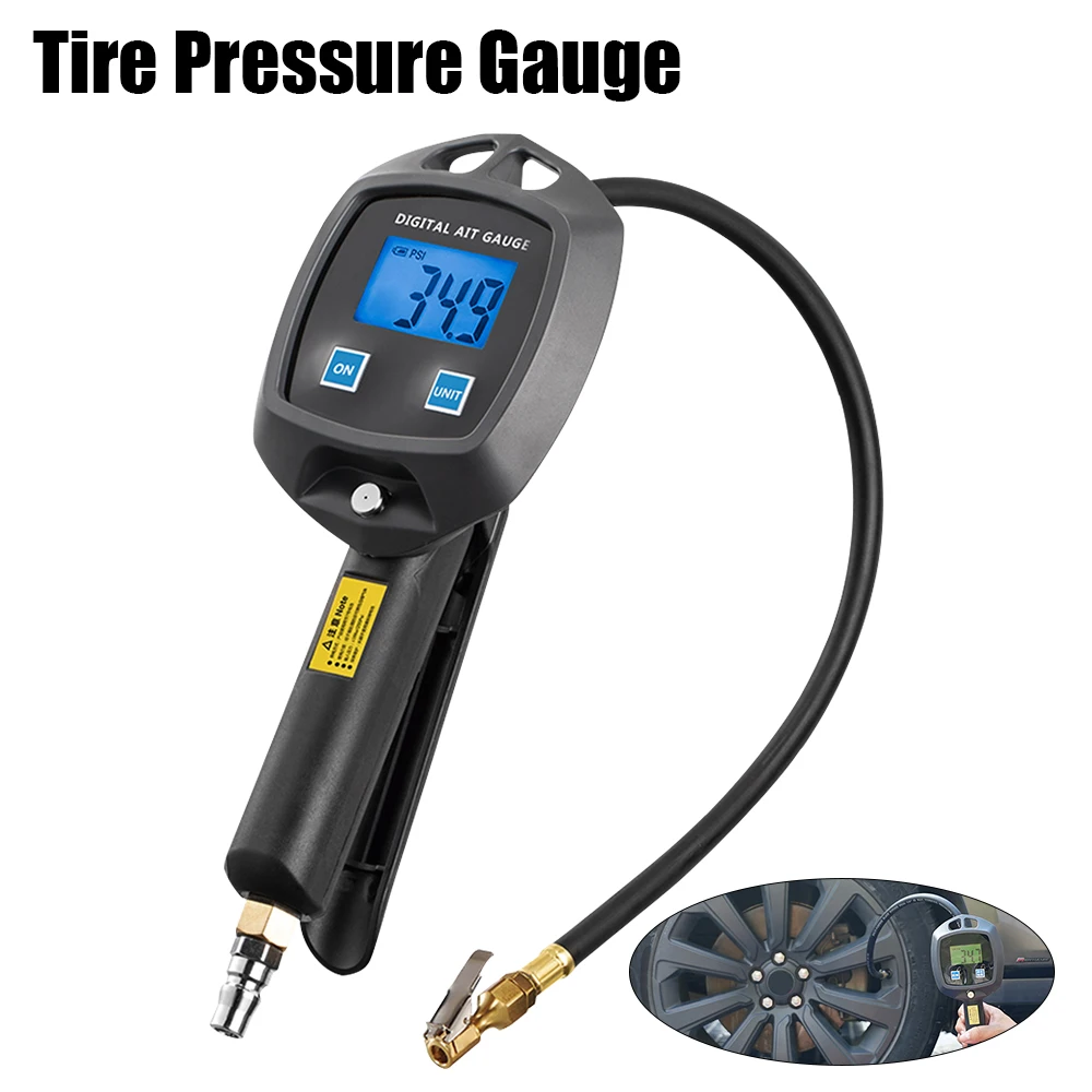 Digital LCD Display Tire Pressure Gauge High-precision Monitoring Inflatable Gun Car Tire Manometer With Hose