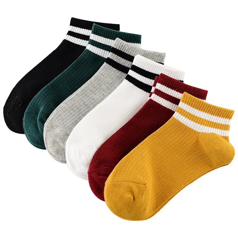 Women Ankle Knitting Knitted Spring Women Socks Two-bar Socks Female College Style Socks Cotton Casual Standard Solid Regular