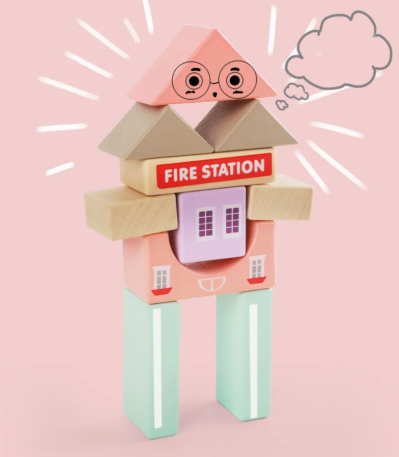 115 Pieces Construction Toys for Toddlers Preschool Age Wooden toy Building Blocks Set with Play Mat Puzzle