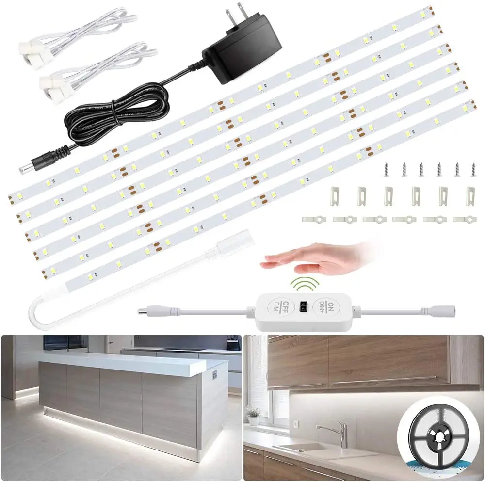 
6M/20FT LED Under Cabinet Lighting Kit,Hand Wave Strip Light Activated Under Counter Lights for Kitchen Cabinet 