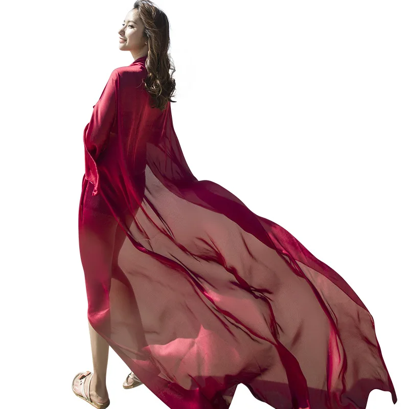 Solid color chiffon satin ladies sun pashmina bed shawl for women scarfs shawls for women 2024 long shawl satin silk women