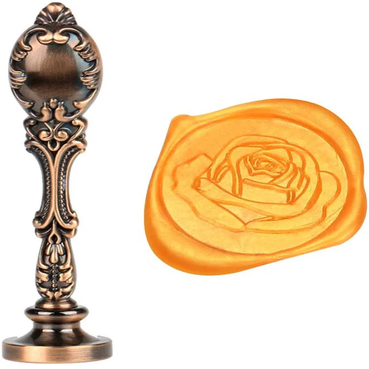 The Rose Wax Seal Stamp Vintage Sealing Red Brass Color Handle