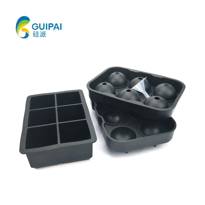 Ice tray silicone cover 6-hole hockey maker with cover 6-cell square ice cube mold set