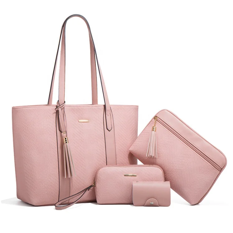 Fashion Shoulder Top Handle Bags Tote Satchel Wallet Sturdy Synthetic Leather Set 4Pcs Purses And Bags Women Handbags Ladies