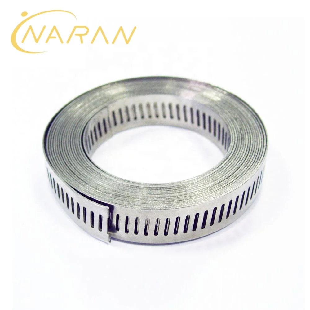 8mm /12.7mm bandwidth 3 meters/30 meters length Stainless steel American type Perforated endless band roll / tape hose clamp