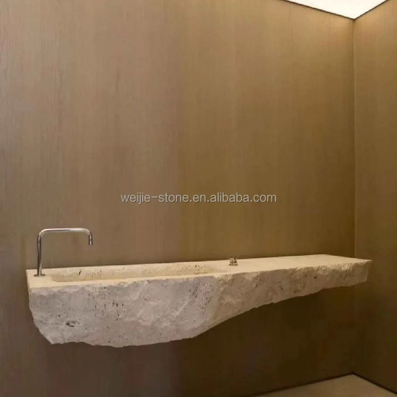 Rectangle Luxury Natural Travertine Stone Bathroom Sink Restaurant Bathroom Cabinet Hotel Kitchen Bathroom Sinks