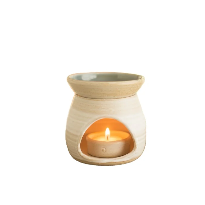 round cheap matt white oil burner Pottery incense burner oil burner  for  home decor