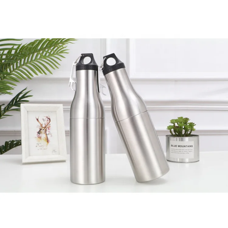 12 oz Eco Friendly Stainless Steel Vacuum Beer Bottle Cooler with Opener