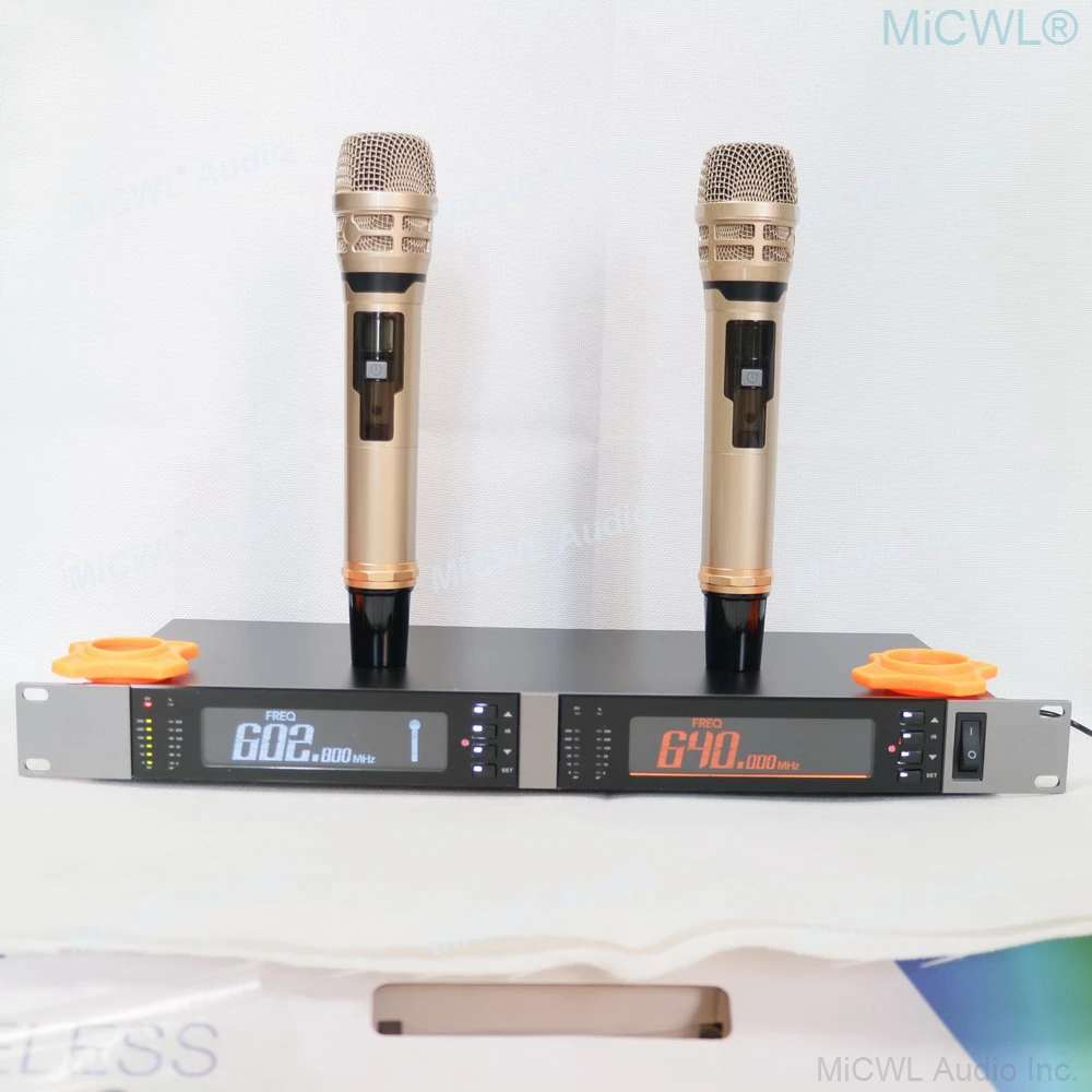 Профессиональная беспроводная ручная микрофонная система MiCWL EM7000 2 Golden KSM8 для сценической студийной аудиопроизводительности 500 м