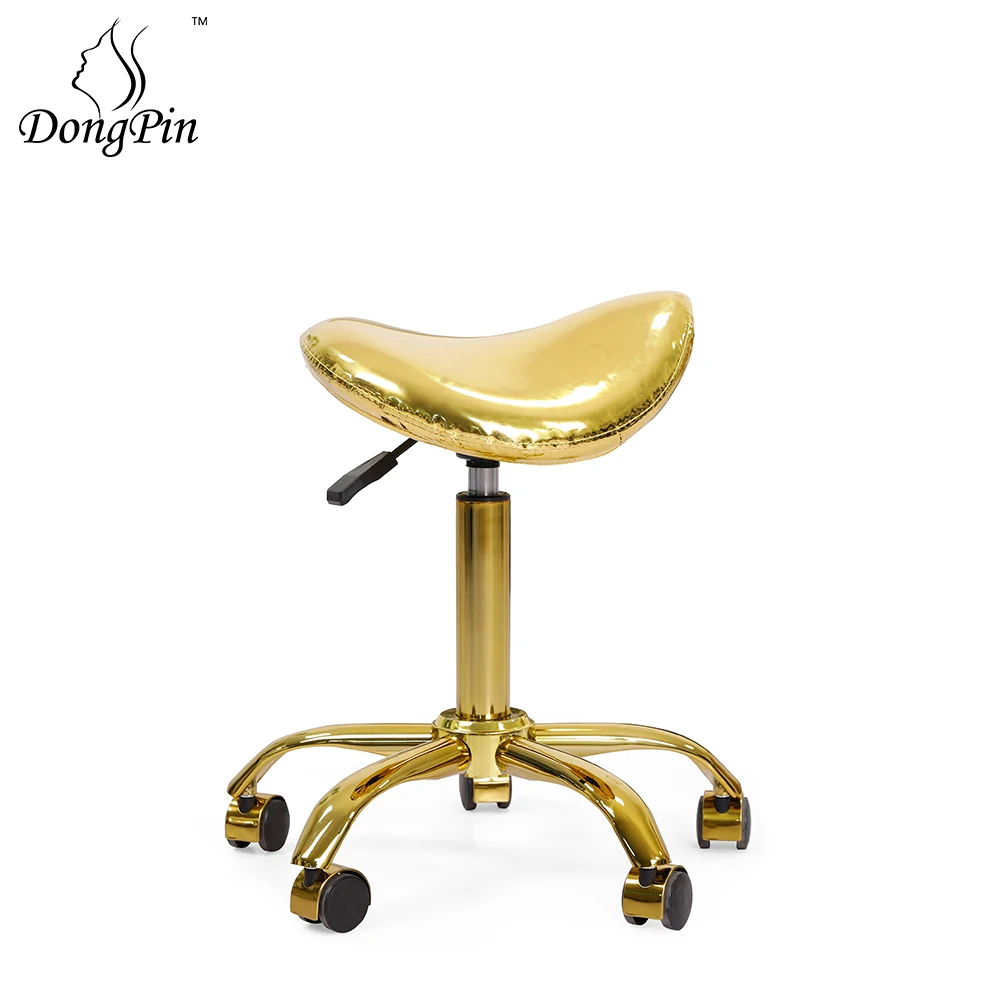 Golden Hydraulic Saddle Rolling Adjustable Height Master Chair Swivel Salon Stool