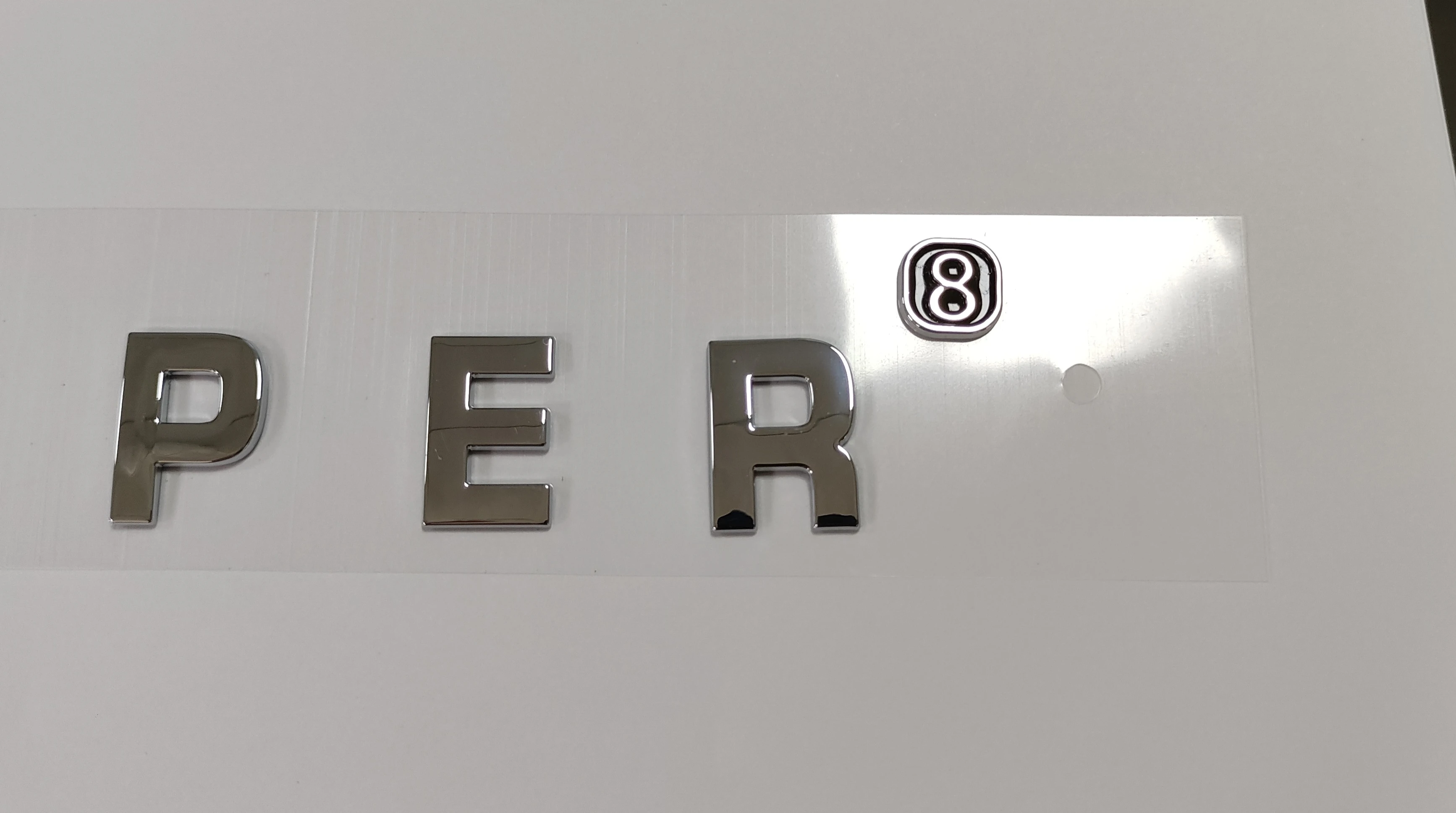 Custom 3D Chrome Letters Plastic Sticker Electroplating Shining Effect Label