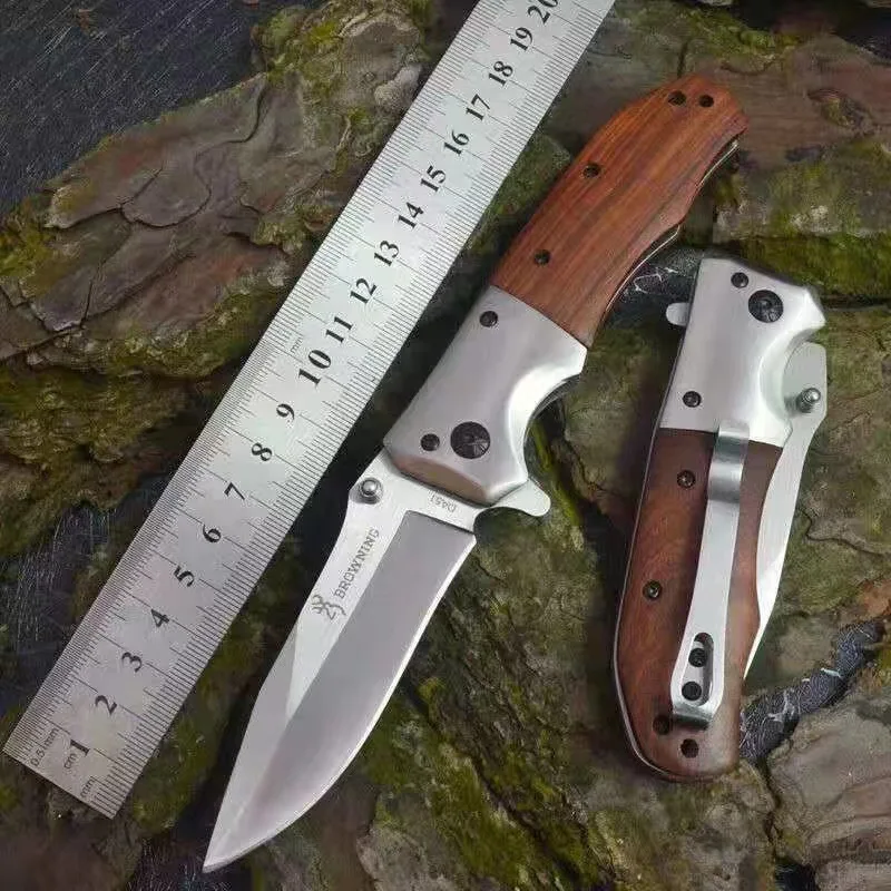 Outdoor portable DA51 portable folding self-defense multi-purpose wooden handle tactical camping survival knife