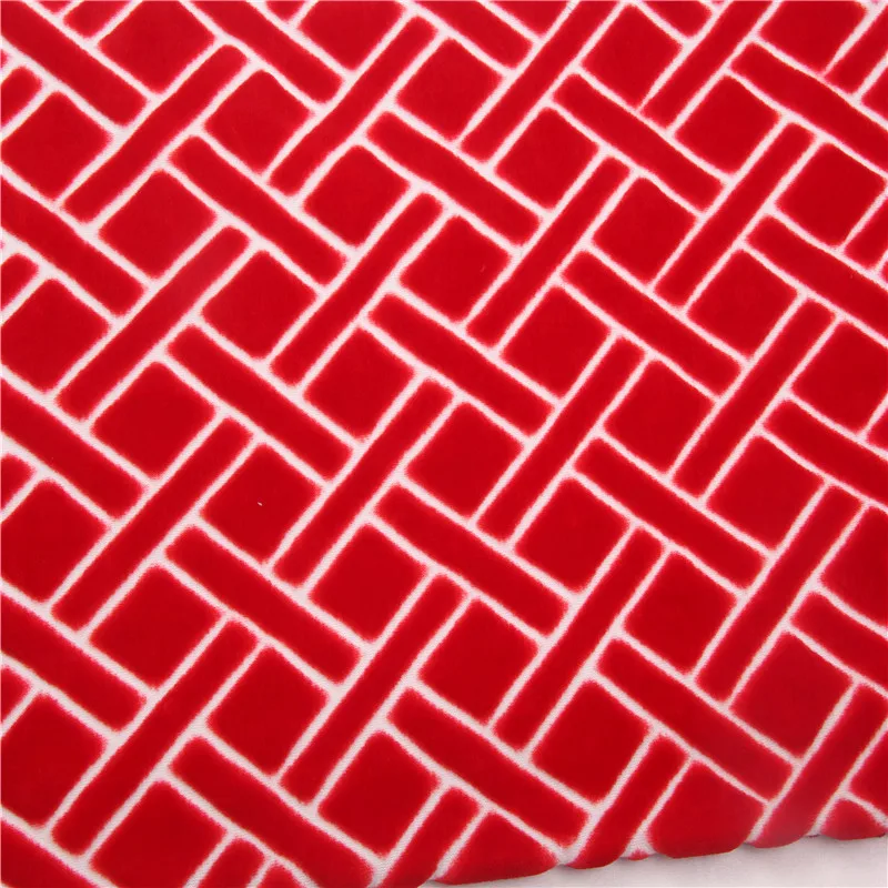 super soft double side two color embossed print flocked velvet fabric
