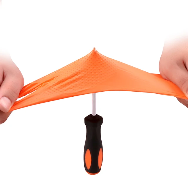 Orange and Black Color Strong Home Use Safety Nitrile Industrial Grade Glove